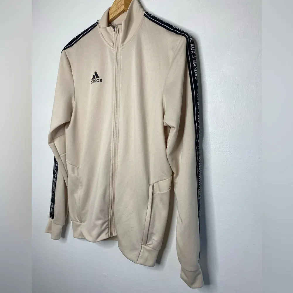 Adidas The Brand With The 3 Stripes Cream Track Zip Up Jacket Size Small